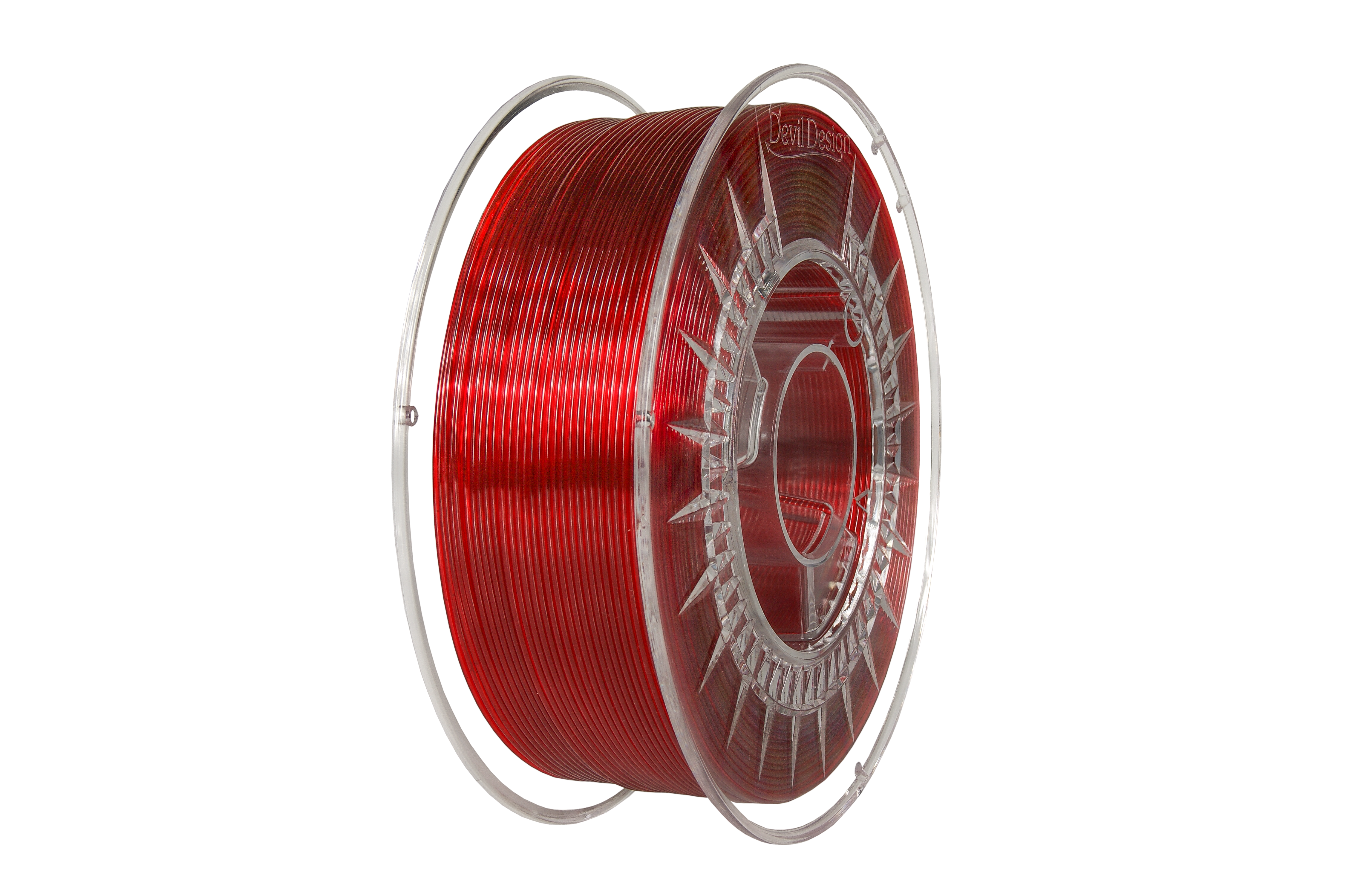 Devil Design  PET-G филамент 1.75 мм, 1 кг (2.0 lbs) - рубиненочервен прозрачен